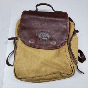 Bob Timberlake - Leather Trim Canvas Backpack - Brown & Tan
